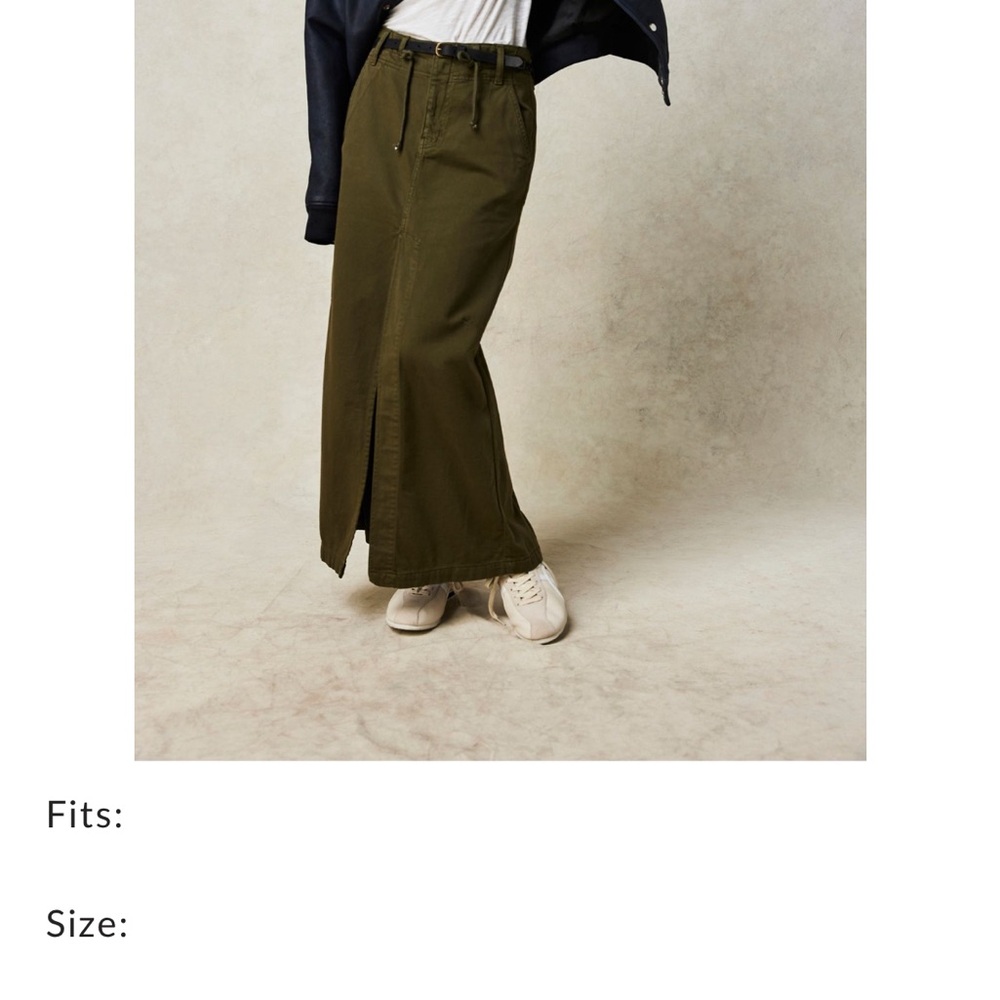 Free People Chino Maxi Skirt Olive Green 12